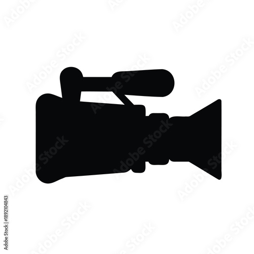 Silhouette of a professional video camera, illustrating film, production and broadcasting