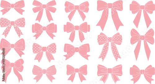 A collection of pink bows in various patterns and sizes ideal for design projects on transparent background silhouette high quality professional
