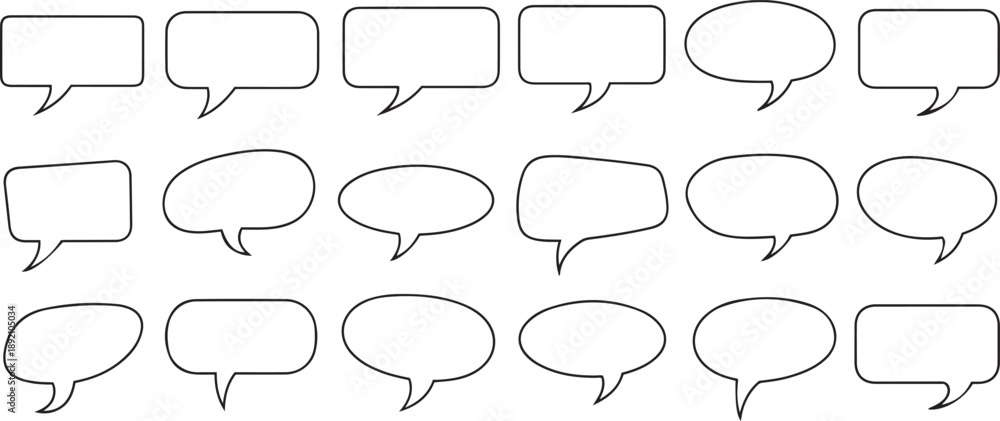 Obraz premium Empty speech bubbles in various shapes and sizes comic bubbles dialogue bubbles chat bubbles