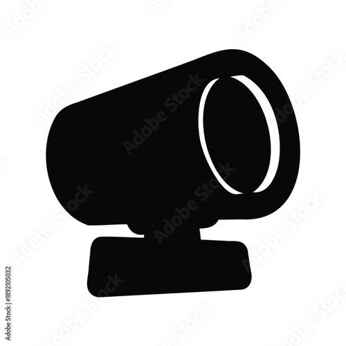 Black and white studio stage spotlight lighting fixture on a stand