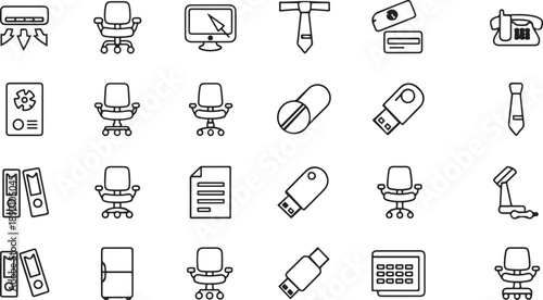 Office supplies and equipment office chair computer monitor credit card phone