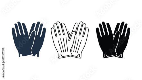 A set of three pairs of gloves in different colors and styles