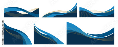 Abstract business wave line corner illustration. Curve line modern footer, header for business document, proposal, presentation. Vector isolated.