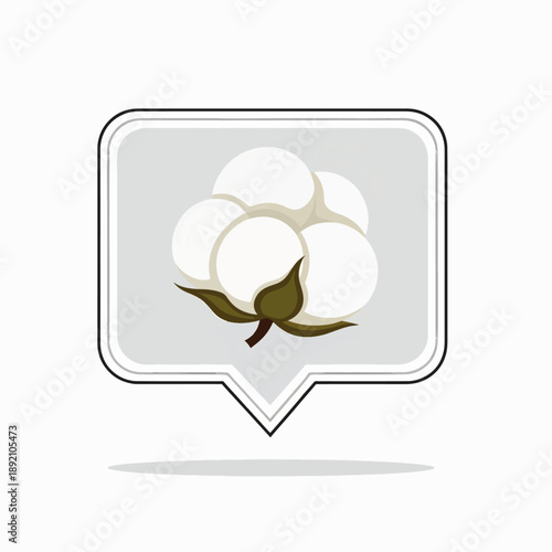 Cotton Ball Icon in a Speech Bubble Vector Illustration Natural Fiber Symbol for Textile and Fashion Design