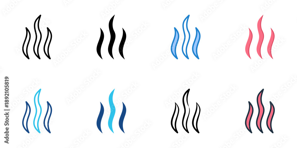 Fototapeta premium Heat icons set multiple style collection. Editable stroke 