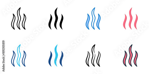 Heat icons set multiple style collection. Editable stroke 
