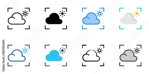 Atmospheric conditions icons set multiple style collection. Editable stroke 
