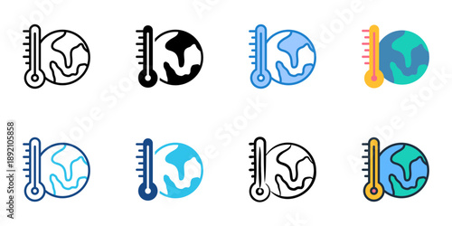 Climate icons set multiple style collection. Editable stroke 
