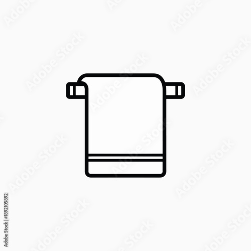 Simple Line Icon of a Bathroom Towel Hanging on a Rack for Easy Access and Decoration