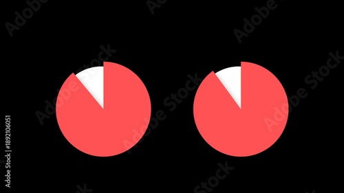 89 percent and 90 percent data representation from a pie chart 4k alpha channel