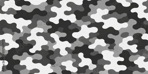 Seamless black and white camouflage pattern vector illustration for military textile design and fashion wallpaper backgrounds