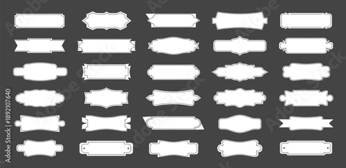 Collection of Various White Decorative Frames and Borders on Dark Background, Illustration, Close-up View