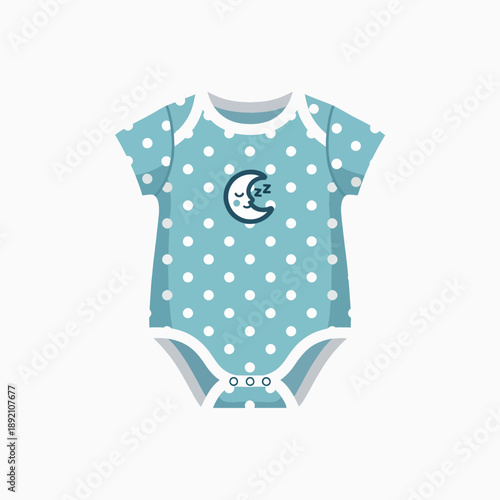 Sweet Dreams Blue Polka Dot Baby Onesie with Sleepy Moon Design