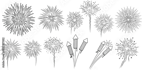 Collection of dandelion seeds and flowers in various stages of bloom and dispersal, illustrated in a simple line art style
