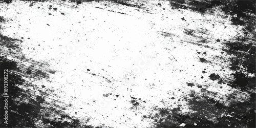 Abstract grunge background featuring a black ink splat with a vintage paint texture on old dirty paper and a dusty stone wall pattern