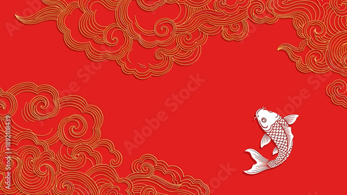 White Koi Fish Swimming in Water.