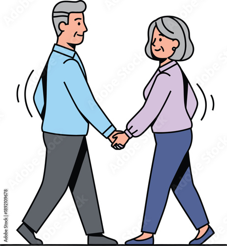 Elderly Couple Walking Hand-in-Hand