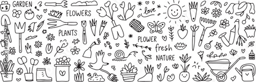 garden illustration vector doodle lineart sketch icon pattern background