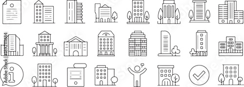 building line icons for office government residential and public use
