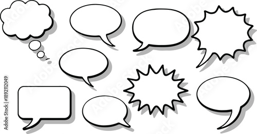 bubble vector speech balloon icons set editable comic callout frames