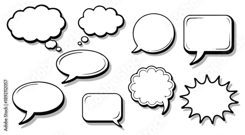 bubble comic callout shapes collection blank dialogue and thought art