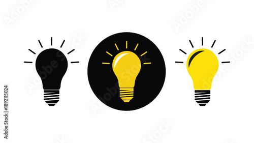 Bulb light vector icons set. lamp icon. Lighting Electric lamp illustration symbol.