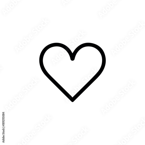 A simple and classic black outline heart icon, representing love, affection, passion, health, or emotional connection against a pure white background.