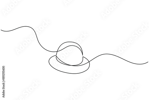Cloche hat continuous one line art drawing in a minimal clean outline style vector