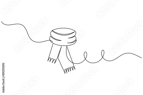 Scarf continuous one line art drawing for winter fashion accessories and minimal apparel design