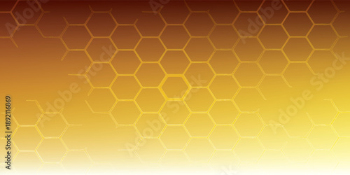 Abstract Honeycomb Pattern with Gradient Gold and Brown Hues.