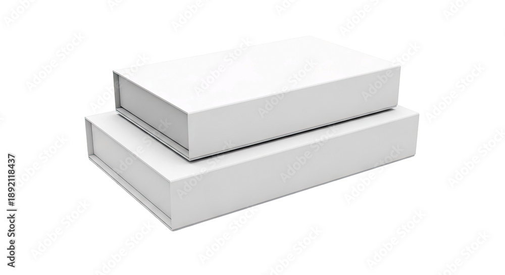 Fototapeta premium Two White Rectangular Gift Boxes Stacked