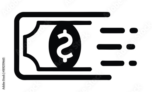 spending money / wasting money / flying money icon (USD)