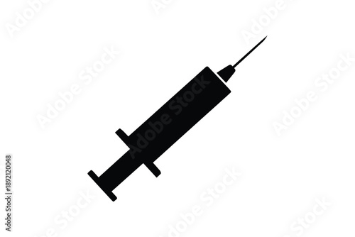 Medical syringe with needle silhouette for vaccination, injection, and healthcare services