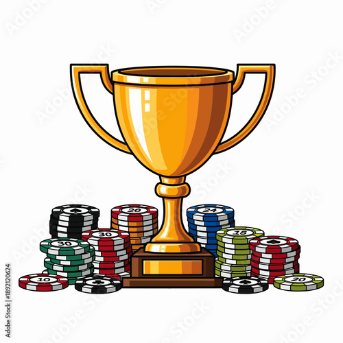 Golden Trophy Awarded for Champion Poker Player Victory Celebrating Winning Tournament Success