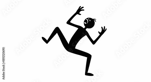 Cartoon Silhouette of a Man Falling Down.
