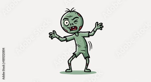 Cartoon Zombie Character Waving Arms.