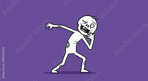 Cartoon Zombie Character Winking and Moving Forward.