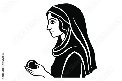 Silhouette Woman in Headscarf Pouring Liquid from Cup hijab