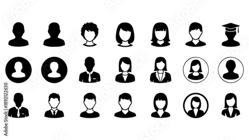 Student icon vector set. Profile and people silhouette collection. Transparent background SVG version.