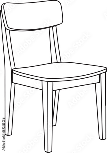 Clean line drawing of a simple chair, isolated on white background, perfect for versatile design use in interior decoration or conceptual art. , Generative Ai