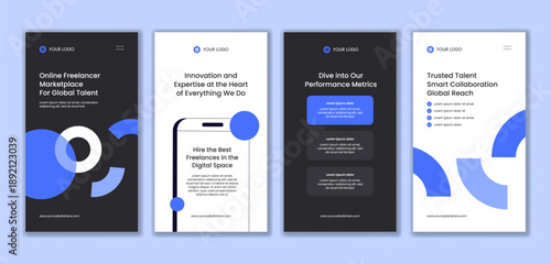 Flat Hand Drawn Cartoon Template For Online Freelancer Marketplace Social Media Stories Illustration