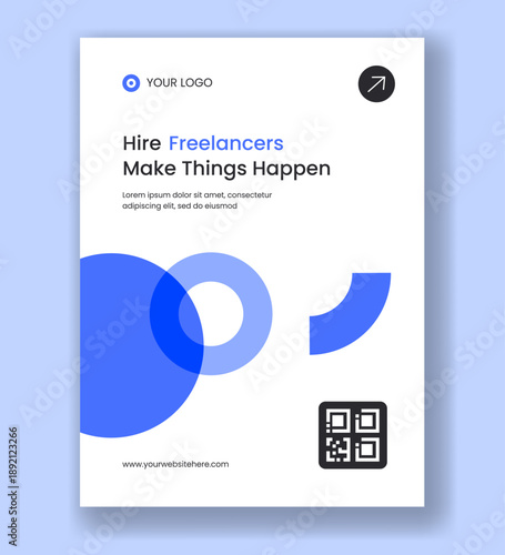 Vertical Poster Online Freelancer Marketplace With Flat Cartoon Hand Drawn Illustration