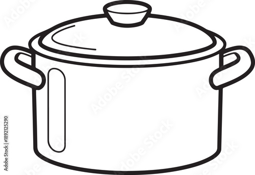 Classic lidded cooking pot in outline style, perfect for culinary, recipe, or kitchenware design projects. , Generative Ai