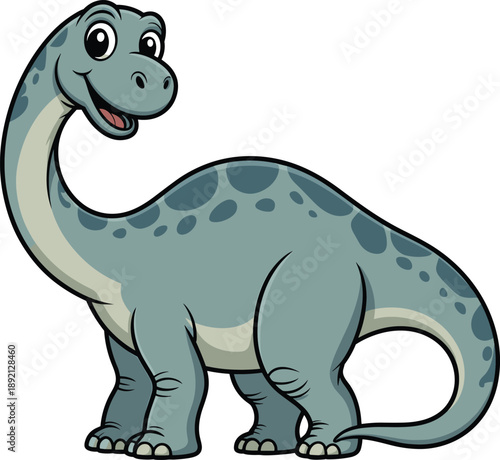 Cartoon, dinosaur, illustration, cute, blue, sauropod, brontosaurus, apatosaurus, long neck, smiling, kids, animal, prehistoric,