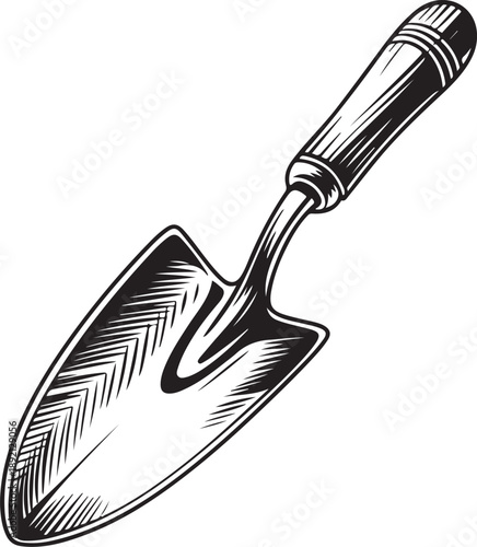 Black and white garden spade