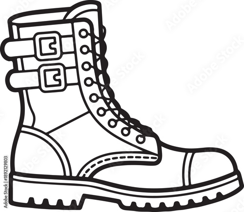 Stylish buckled combat boot