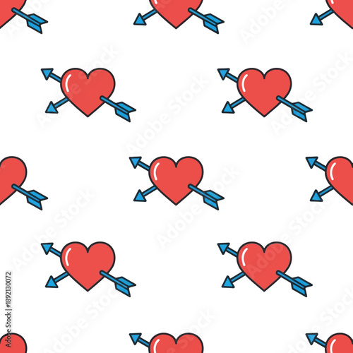 Red Heart with Arrow Pattern Design.
