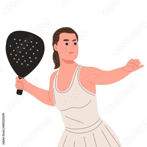 vector of woman holding a paddle, poses performing forehand and backhand movements, isolated. Suitable for sports concepts, fitness, recreation, training, tournament promotion, modern athletic
