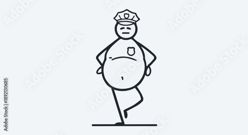Chubby Stick Figure Police Officer Standing Proudly.