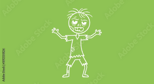 Cartoon zombie character with arms outstretched and mouth open.